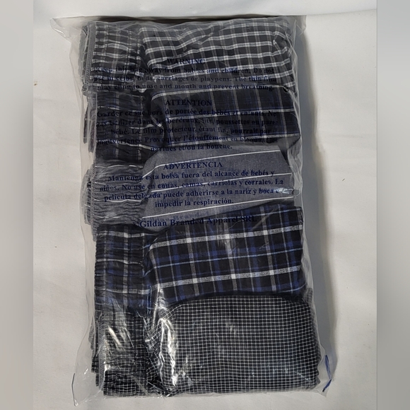 Gildan Men's NIP 5 Pack Black Striped Assorted Woven Boxers Size Medium 32"-34" - Picture 10 of 10